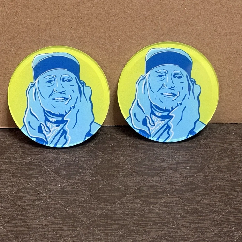 Tart By Taylor Country Music Legend Willie Nelson Coaster Set 2 Acrylic